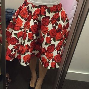 Rose Print A line Skirt